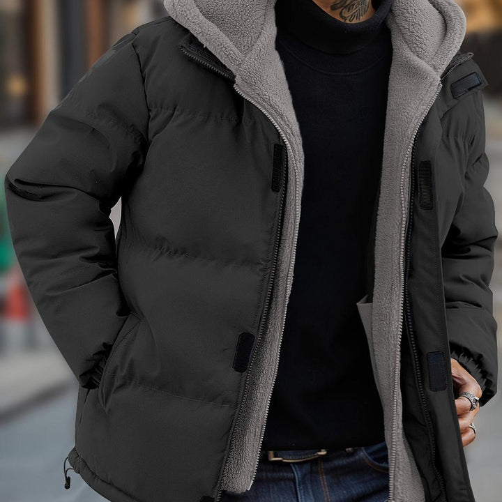 Herren-Fleece-Winterjacke Mit Taschen | Mit Kapuze
