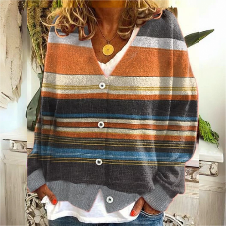 Damen Strickjacke Mit Blumenmuster Und V-Ausschnitt | Mit Knopfleiste