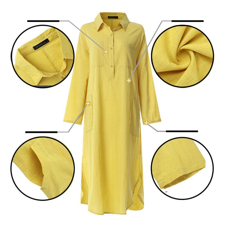 Maxi-Hemdkleid im Leinenstil für Damen
