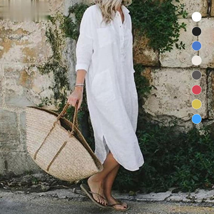 Maxi-Hemdkleid im Leinenstil für Damen