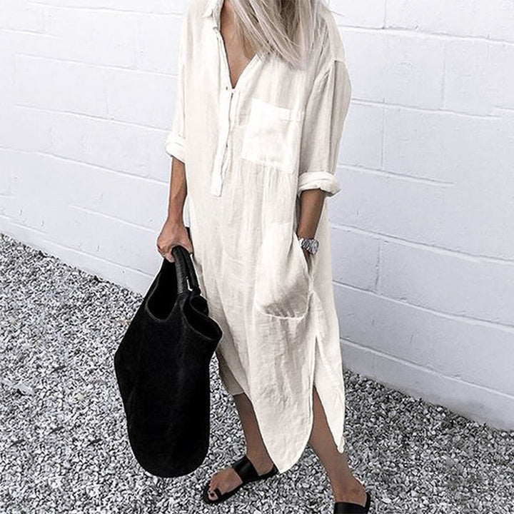 Maxi-Hemdkleid im Leinenstil für Damen
