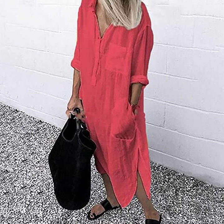 Maxi-Hemdkleid im Leinenstil für Damen