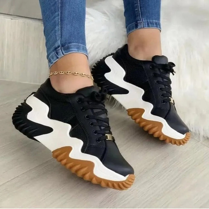 Damen Sneakers mit dickem strukturiertem Sohlen