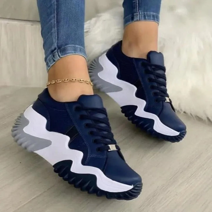 Damen Sneakers mit dickem strukturiertem Sohlen
