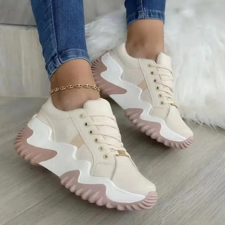 Damen Sneakers mit dickem strukturiertem Sohlen
