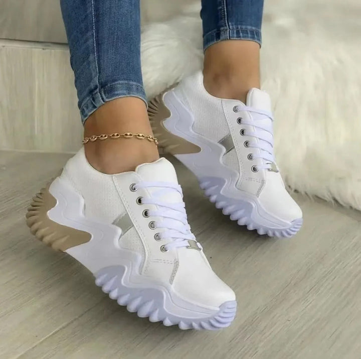 Damen Sneakers mit dickem strukturiertem Sohlen
