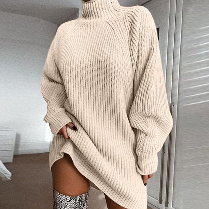 Gestricktes Damenkleid Mit Rollkragen | Winter