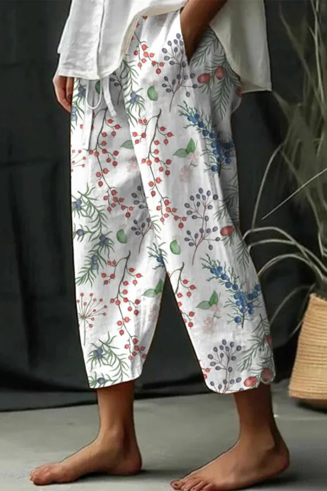 Gedruckte Hose mit Umschlägen für Damen