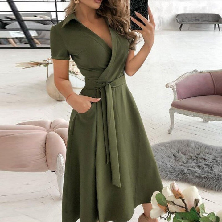 Damen Midikleid mit Taillengürtel
