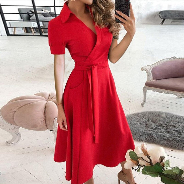 Damen Midikleid mit Taillengürtel