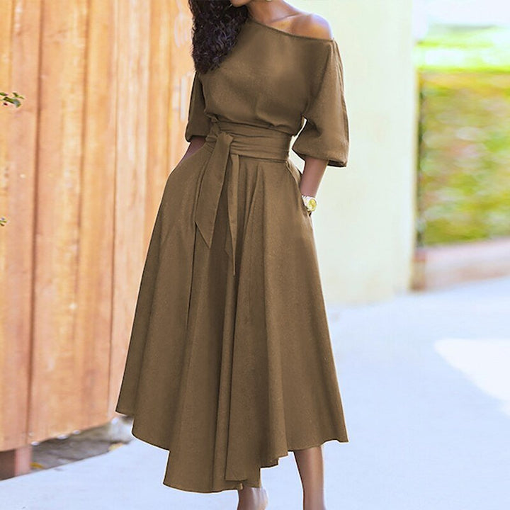 Damen Midikleid mit Taillengürtel