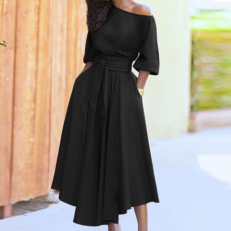 Damen Midikleid mit Taillengürtel