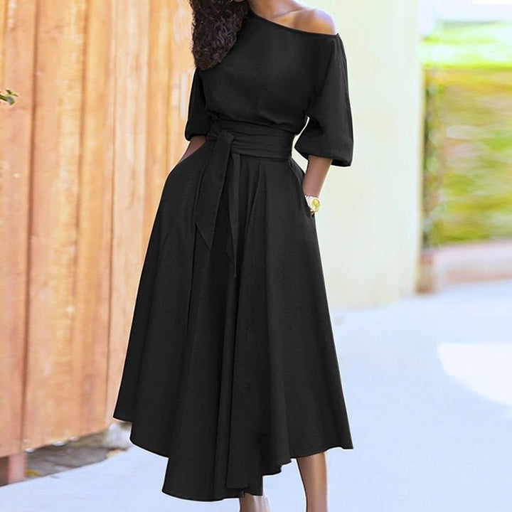 Damen Midikleid mit Taillengürtel