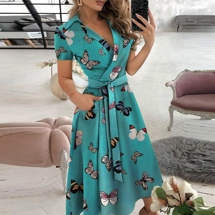 Damen Midikleid mit Taillengürtel