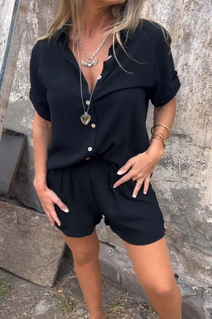 Leinenhemd und Shorts Set für Damen