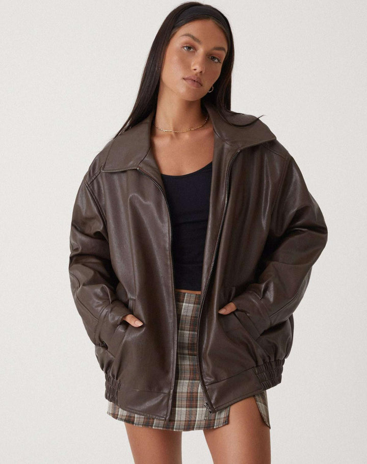Lockere Lederjacke Für Damen | Winter