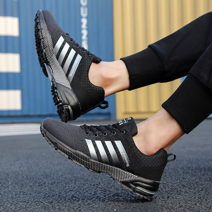 Herren Alle Jahreszeiten-Mesh-Sneaker mit Schnürung and Gestreiftem Design
